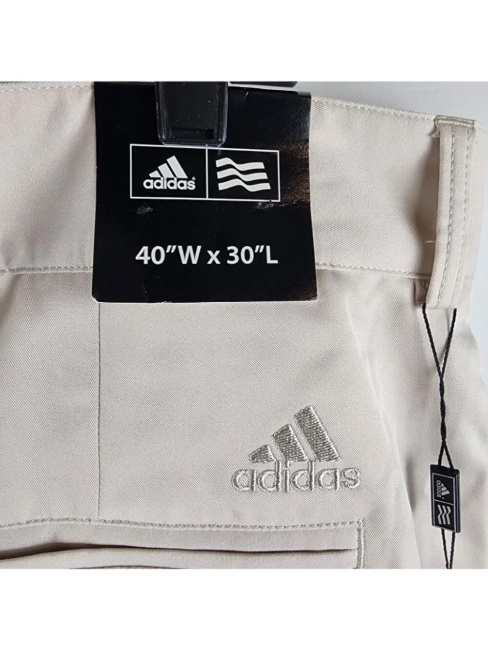 Adidas Pant Men 40x30 Golf Tech Climalite Flat  Lightweight Straight Beige NWT